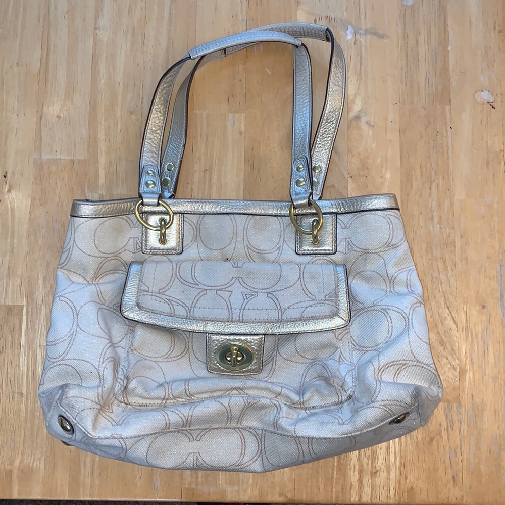 Coach bag - medium size gold shimmer used